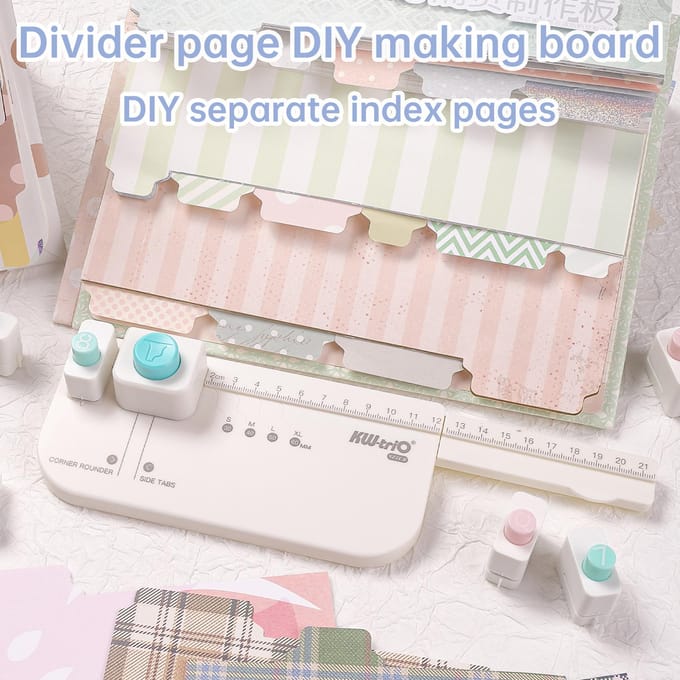 KWtriO Perforator Planner Verdelers Maker Handgemaakte Tab Punch voor Knutselen Kalender Agenda Schema wit