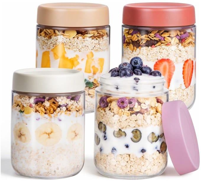 MRKK® Overnight Oats Potjes - Mason Jar - Meusli Beker met Deksel