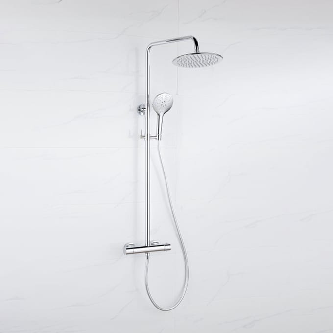 FugaFlow Eccelente Acces Regendoucheset - thermostatisch - 25cm hoofddouche - gladde slang - ronde handdouche - chroom