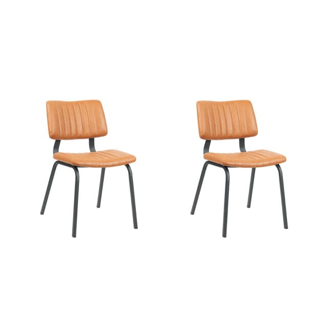 LABEL51 Gusto Eetkamerstoel - Bruin - KunstLeer - Zwart Metaal - Stoel - Normale eetkamerstoel