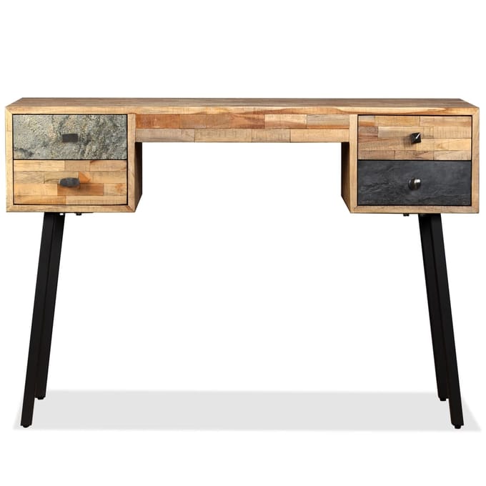vidaXL - Schrijftafel - 110x50x76 - cm - massief - gerecycled - teakhout