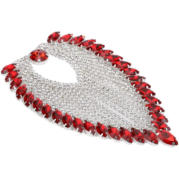 Chaîne à griffes strass décorative 8,5 x 13 cm Strass Crustal Oeil de cheval Applique Chaîne(rouge) gray
