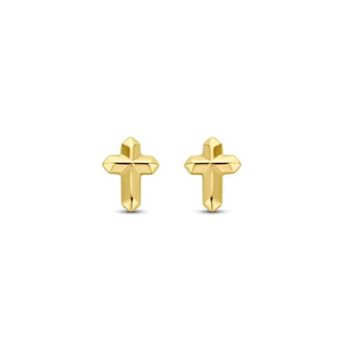YO&NO Oorknoppen kruis - 6 mm - Sieraden Vrouw - Goud 14 Karaat