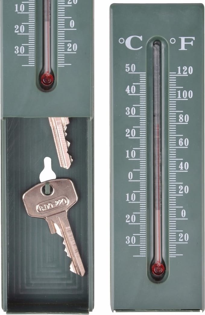 Buitenthermometer - sleutel verstopplek - groen - 16 cm