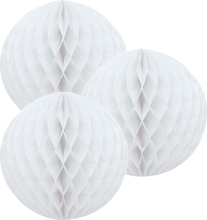 Papieren kerstballen - 3x - wit - 10 cm - kerstversiering voor kerstboom