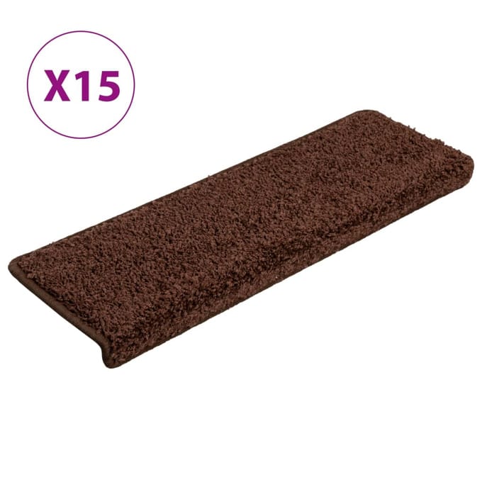 vidaXL - Trapmatten - 15 - st - 65x21x4 - cm - Bruin - Rechthoekige - Rand