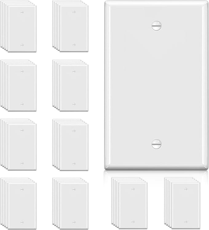 Blanco Muurplaat - Wandplaat Afdekking - Wandafwerking - Onbreekbaar Polycarbonaat - H4.53" x B2.76" - Wit