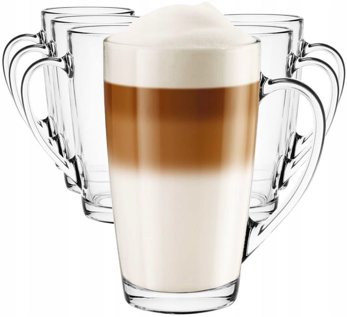 Set van 6 geglazuurde Latte Macchiato - 400ml - Hoge Kwaliteit Glas