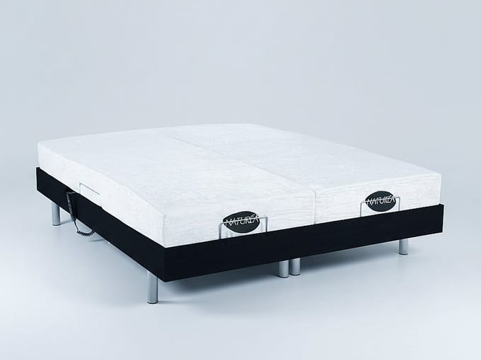 Vente-unique Bed met elektrische lattenbodem hout zwart 2 x 90 x 200 cm