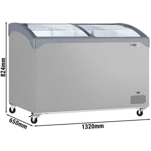 GGM Gastro Tiefkühltruhe - 1320x650mm - 286 Liter - Mit Glasschiebedeckel Zilver