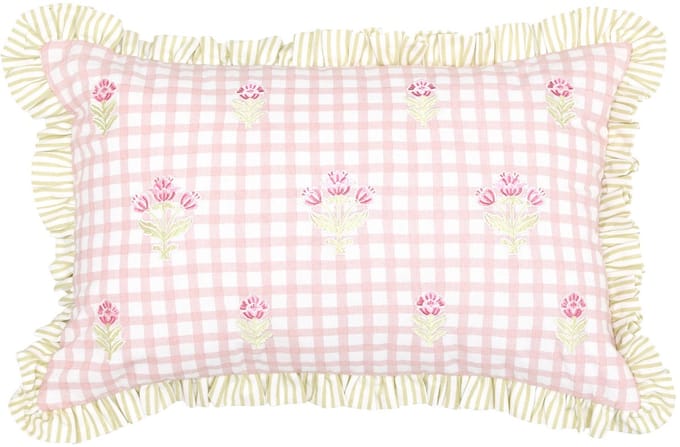 Atmosphera Geborduurd Rozenbloem Sierkussen - 58x10x38cm - Roze