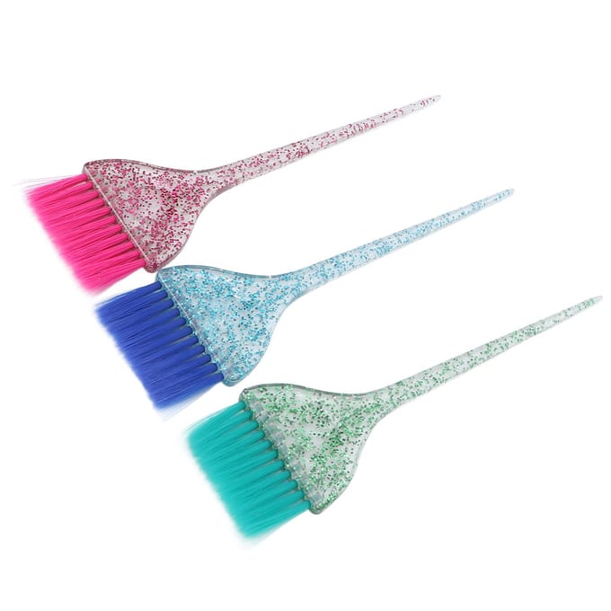 3-delige Haarkleur Borstel Set Transparante Verf Borstel Set met Lange Handgreep voor Salon Kapperszaak Gebruik white