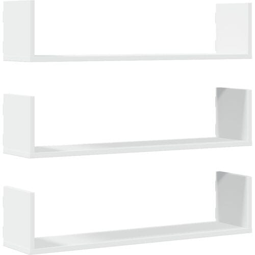 vidaXL - Wandschappen - 3 - st - 80x18x18 - cm - bewerkt - hout - wit