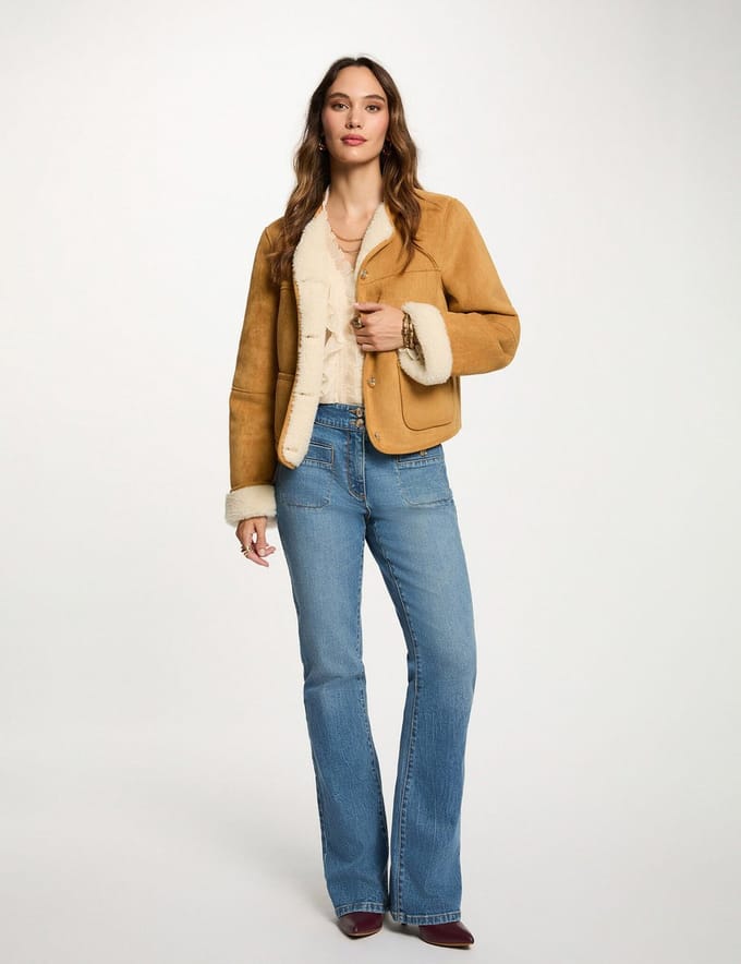 Morgan - Short Faux Fur Jacket 252-Gpoli Camel - Maat : M-38