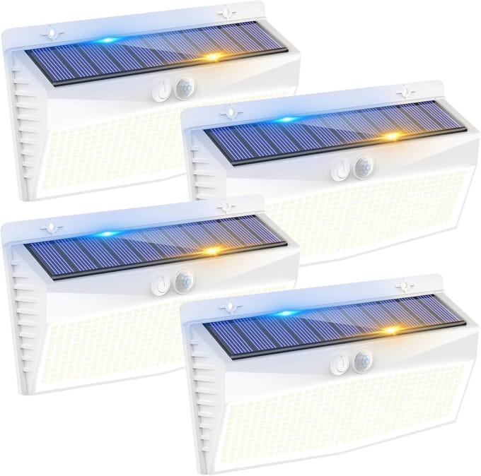LED Zonnelamp Voor Buiten Met Bewegingsmelder - Waterdicht - 4 Stuks