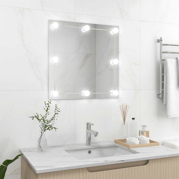vidaXL - Wandspiegel - met - LED-lampen - vierkant - glas