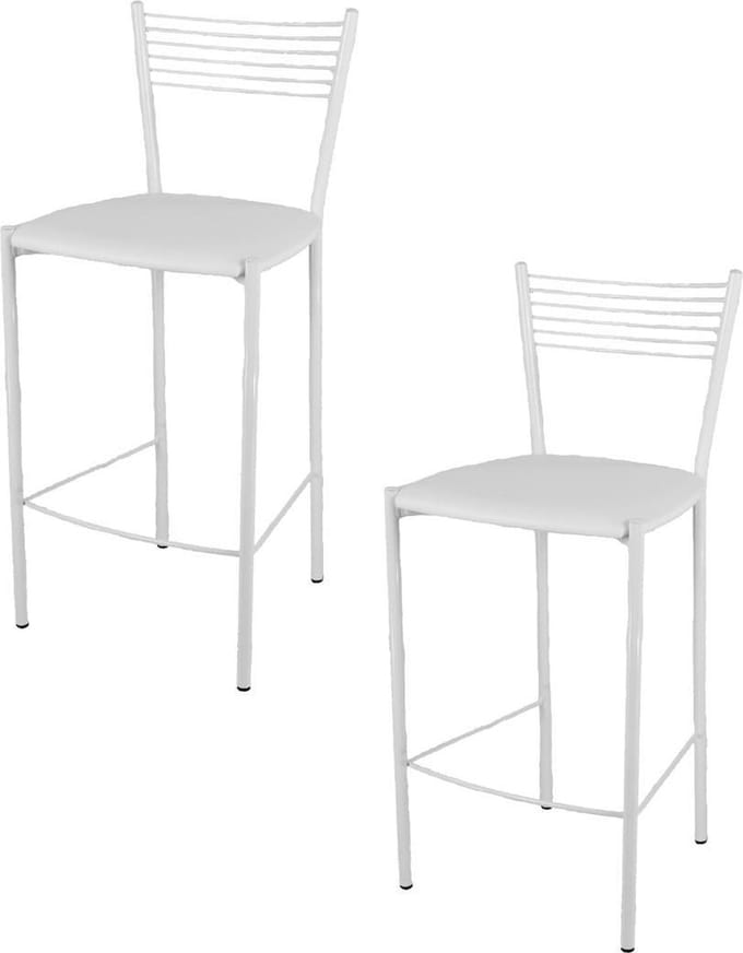 Tommychairs Elegance - Eetkamerstoelen - Set van 2 - Wit - Kunstleer & Metaal
