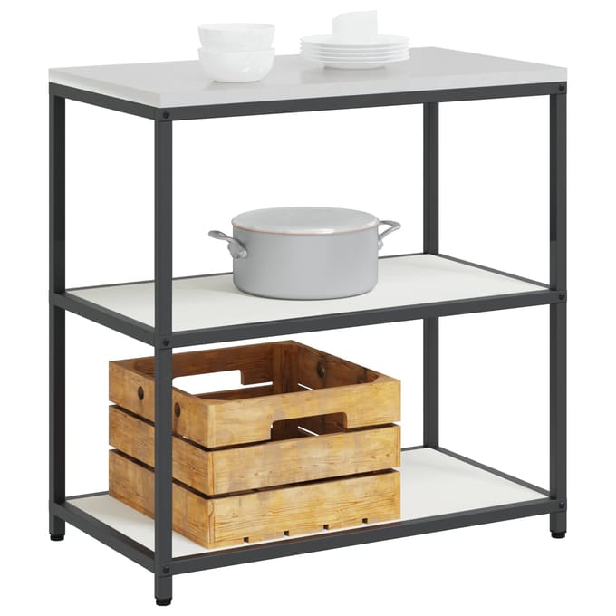 vidaXL - Keukenplankeenheid - HATTEM - Wit - 90 - x - 50 - x - 92 - cm - Staal
