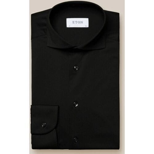 Eton Overhemd Soft Uni Four-Way Stretch Zwart / male