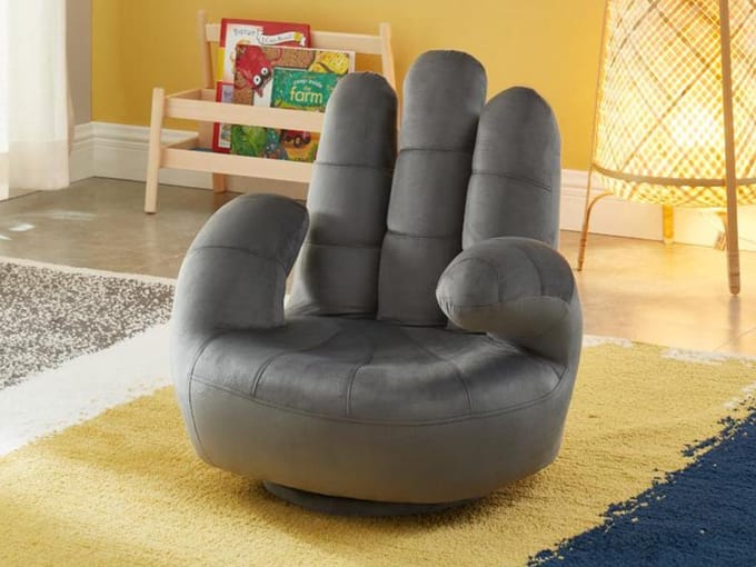 Vente-unique Draaiende kinderfauteuil CATCHY van fluweel - Antraciet