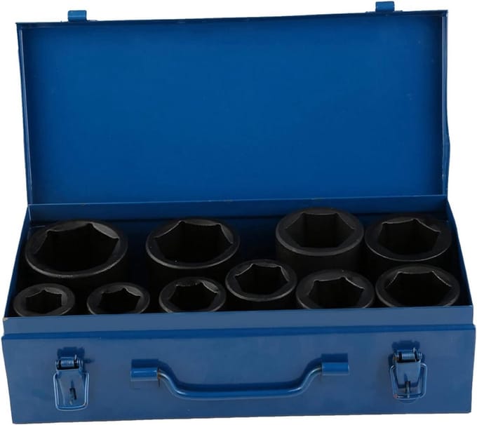 10-delige dopsleutelset voor zeskant moeren 22-50 mm met impact sockets