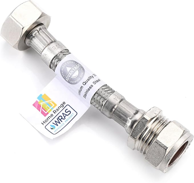 WRAS Goedgekeurde Monobloc Kraan Aansluiting - Flexibele RVS Waterslang 15mm x 1/2" BSP
