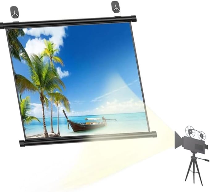 Projectiescherm - Filmscherm Beamer - Thuisbioscoop Presentaties - Handmatig Oprolbaar - 60 inch - Wit