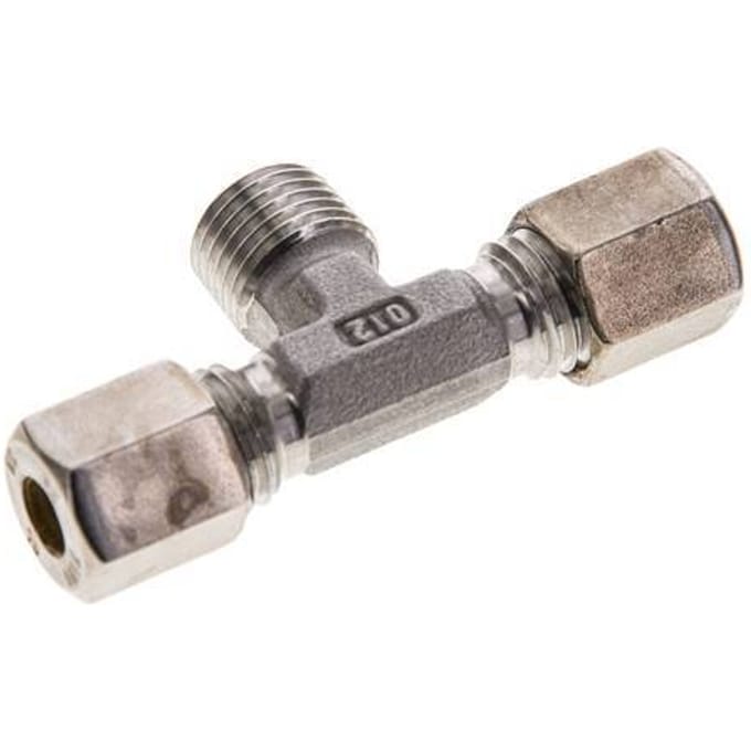 6L & R1/4'' RVS T-stuk Knelfitting Buitendraad 315bar ISO 8434-1