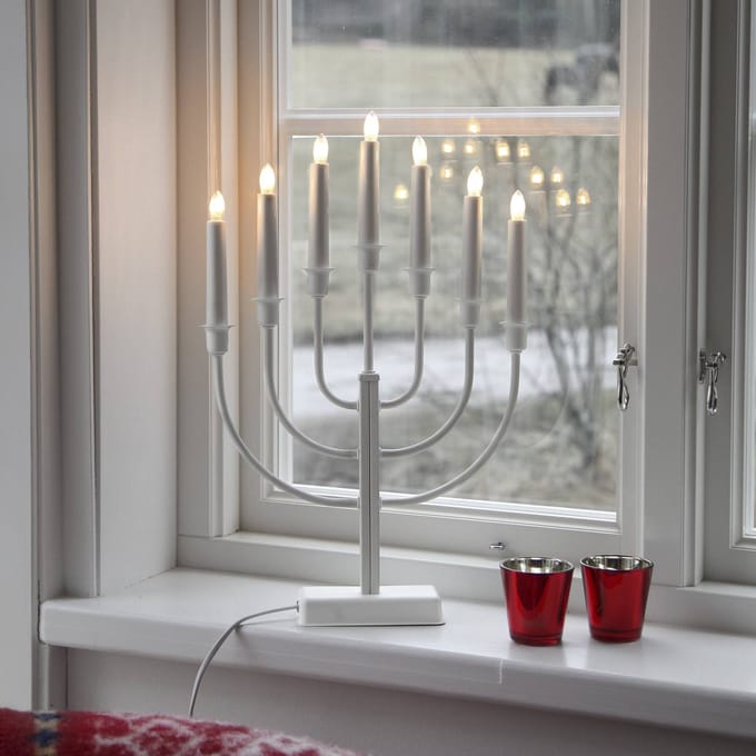 STAR TRADING Kandelaar Kristina, wit, metaal, hoogte 47 cm, 7-lamps