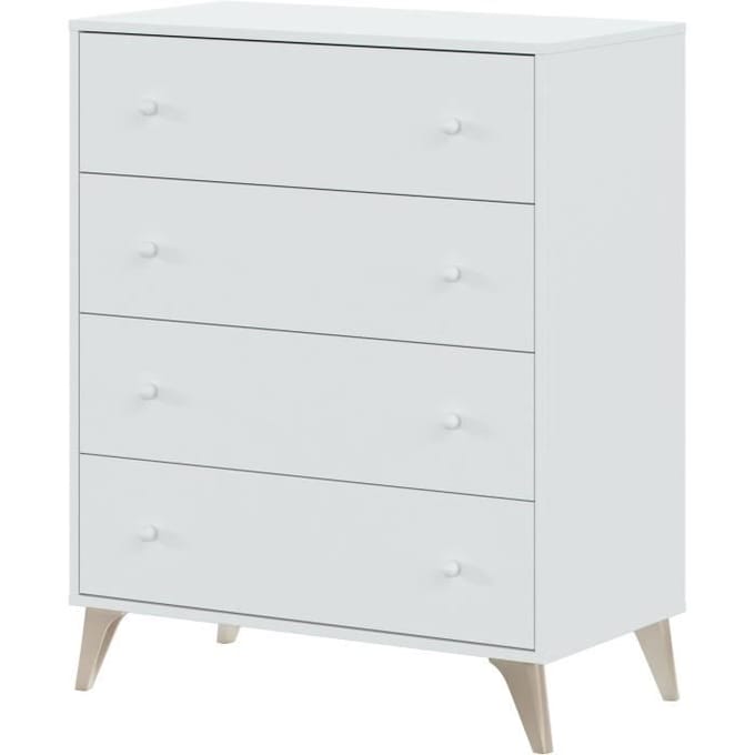 Commode SWEET 4 Tiroirs - Décor blanc - L 77.5 x P 40 x H 95cm