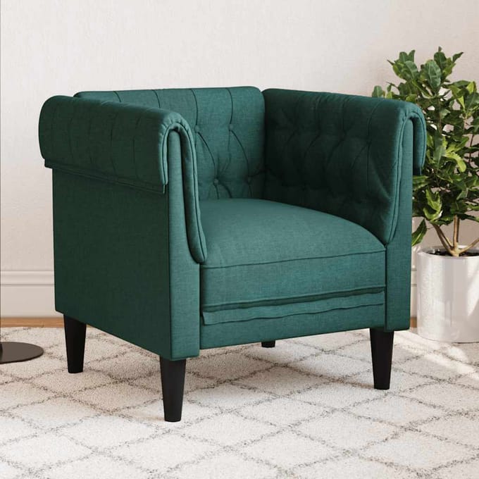 vidaXL - Fauteuil - Chesterfield-stijl - stof - donkergroen