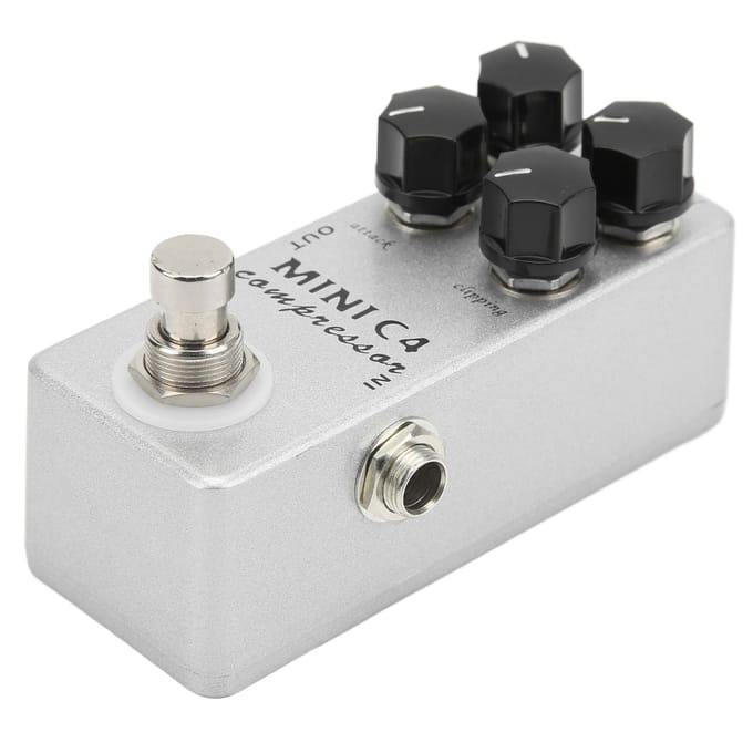 Pédale d'effet compresseur pour guitare Métal Argent Mini Compresseurs Pédales 4 Contrôles de Base gray