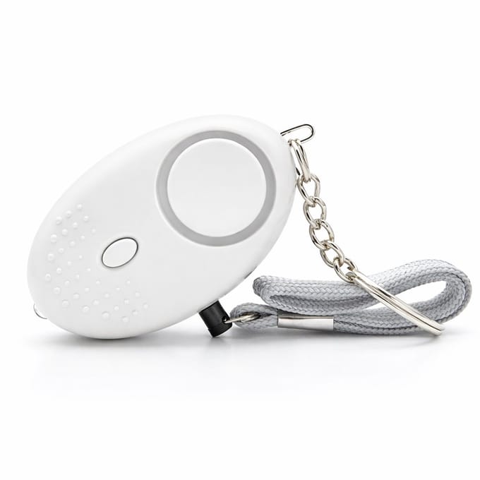 Veiligheidsalarm- zelfverdediging -130DB- sleutelhanger- wit
