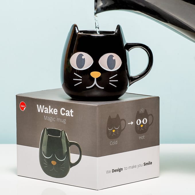 Balvi Mok Tas Kat Wake Zwart Thermogevoelige Beker