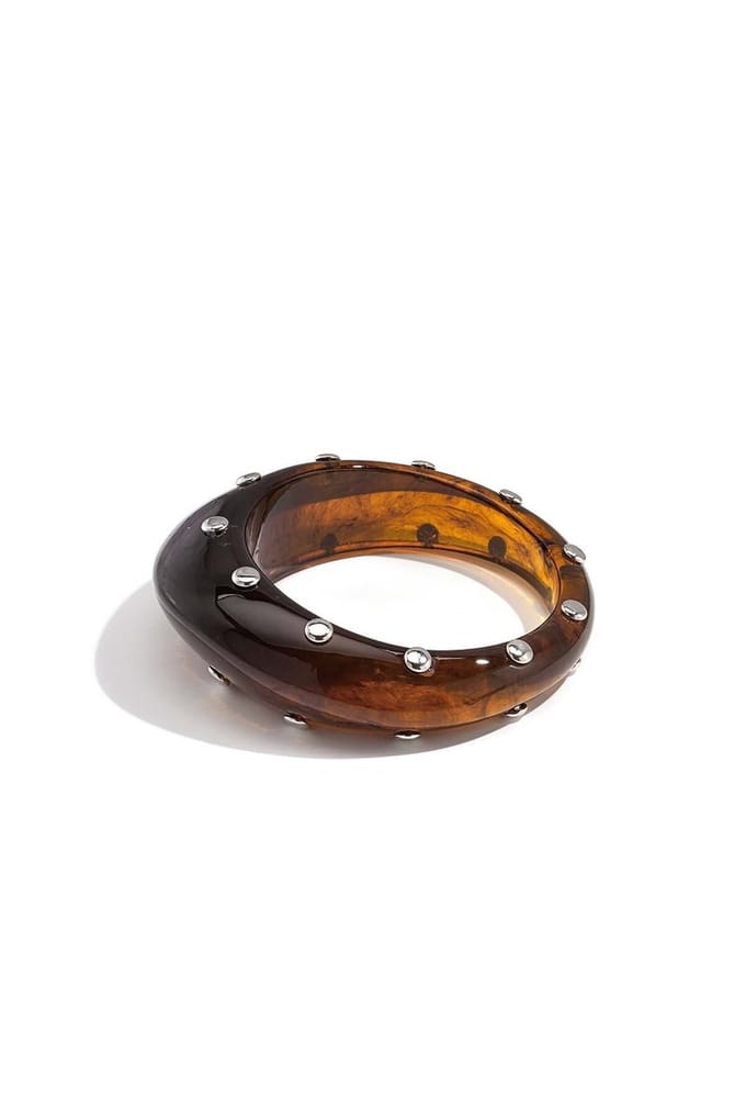 Hars bangle armband met studs - Amber - Verkleurt niet - Cadeau - Goudlief.nl