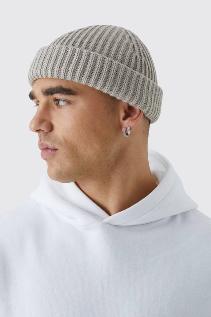Geribbelde Micro Beanie | Stone