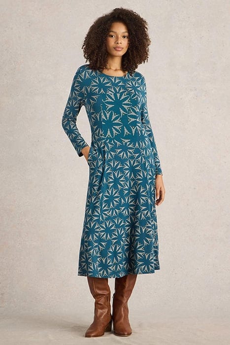 White Stuff Madeline Jersey Dress Teal Multi Taglia: 10 REGULAR | Abiti Midi Outlet | Donna | Ciano
