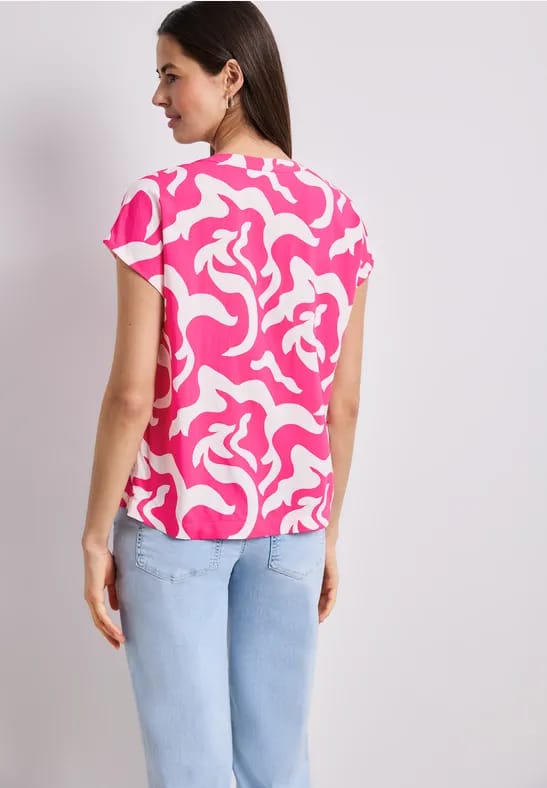 Blouse met hangende schouder en print