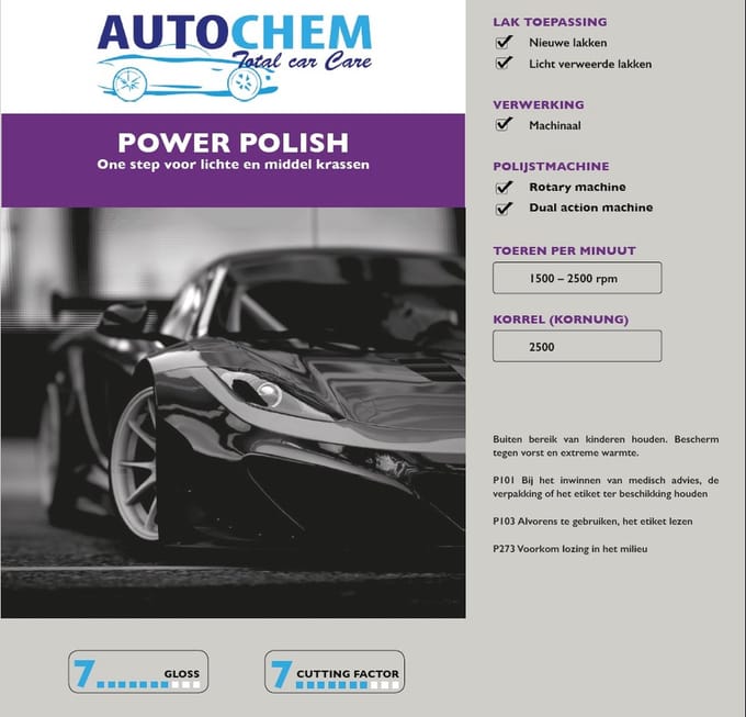 Autochem Power polish "siliconen vrij" 250 ml.