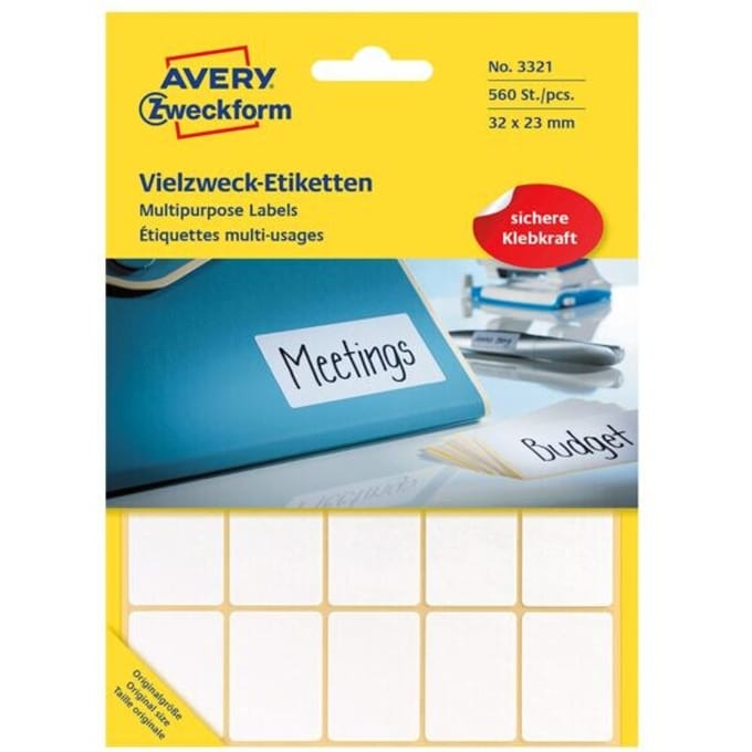 Huismerk Avery 3321 Handmatige Etiket 32x23mm Wit
