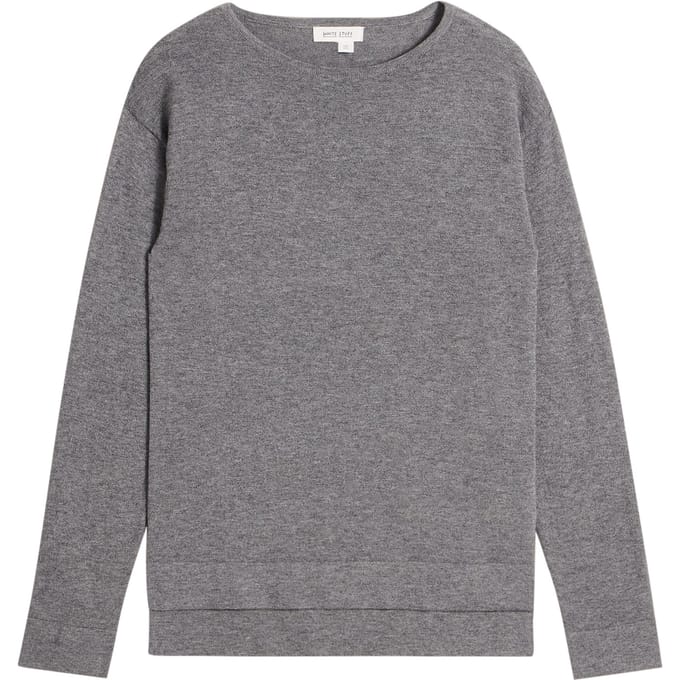 White Stuff Orla Wool Cotton Blend Jumper Mid Grey Größe: 8 | Strickpullover Outlet | Damen | Grau