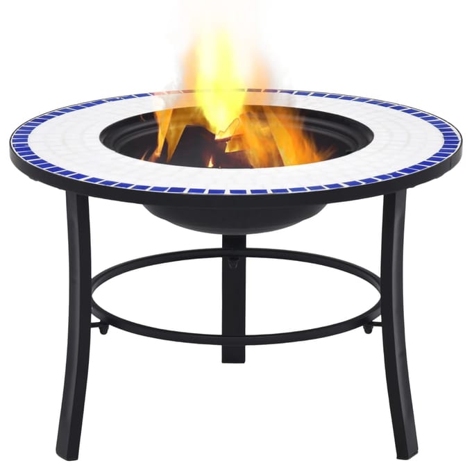vidaXL - Vuurschaal - mozaïek - 68 - cm - keramiek - blauw - en - wit