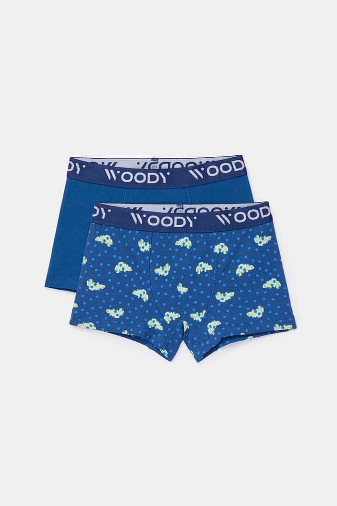 Woody - Duopack Boxers - Donkerblauw + kameleon print - 6 jaar