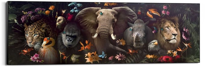 Schilderij Jungle Fantasie - 52 x 156 - Hout - REINDERS