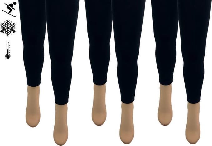3 stuks - Thermolegging Kinderen - Fleecevoering - Winterlegging - Jongens en Meisjes - Zwart - Maat 122-128