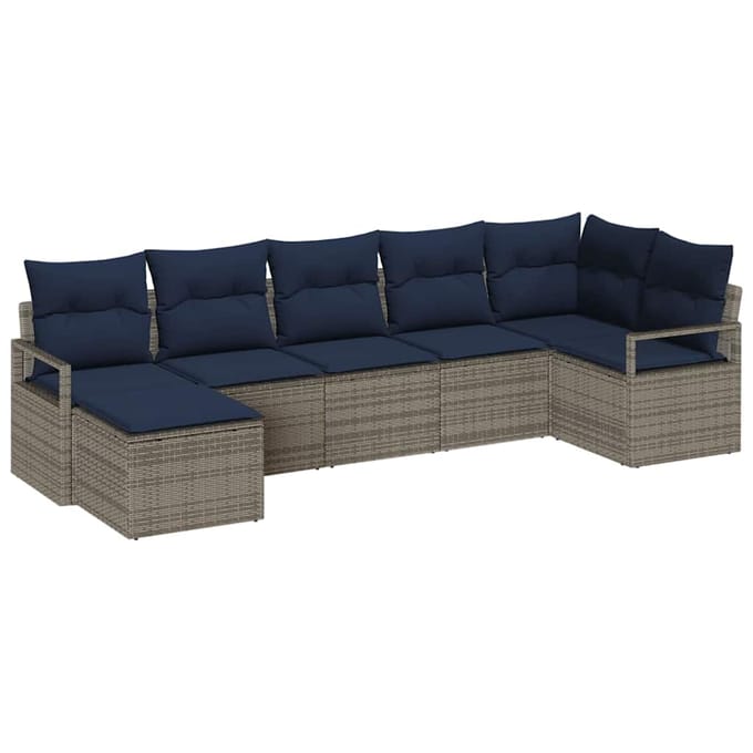 vidaXL Bankstel 7 st Grijs poly rattan