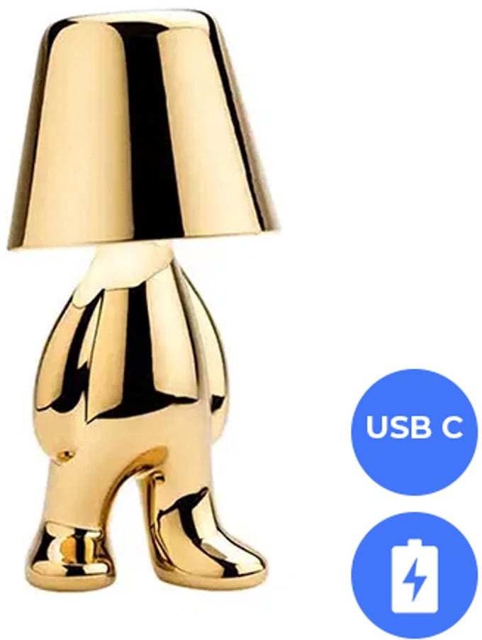 Oplaadbare LED Tafellamp - Denker - Dimbaar - USB-C - Golden Boy Kenny