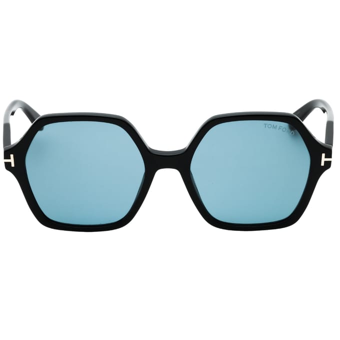 Tom Ford Romy Smoke Hex Lens Glanzende Zwarte Zonnebril