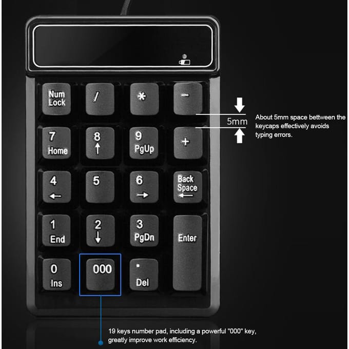 Hoogwaardig mechanisch USB bedraad numeriek toetsenbord voor pc-notebook