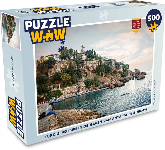 Puzzel Turkse rotsen in de haven van Antalya in Europa - Legpuzzel - Puzzel 500 stukjes